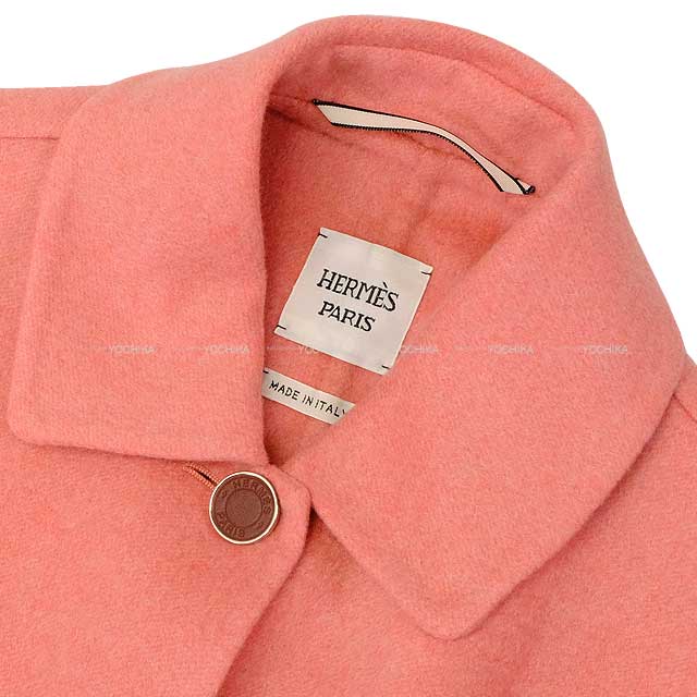 HERMES Vests Gilet utility clothes Sellier Button Belt Long Double face Pink Cashmere100% 34[BRAND NEW][Authentic]