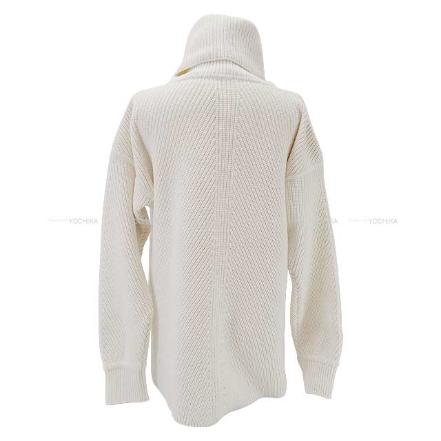 HERMES Knit Turtle tunic tops middle gauge Blanc (White) Cashmere100% 34[EXCELLENT][Authentic]