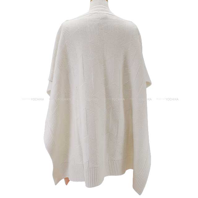 2024 AW NEW HERMES Poncho Cape knit H motif middle gauge Blanc (White) Wool100% 34[BRAND NEW][Authentic]