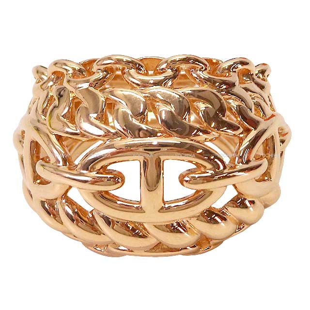 HERMES ring Chaine D'ancre Multichain TGM Rose Gold K18 Rose Gold #52[BRAND NEW][Authentic]