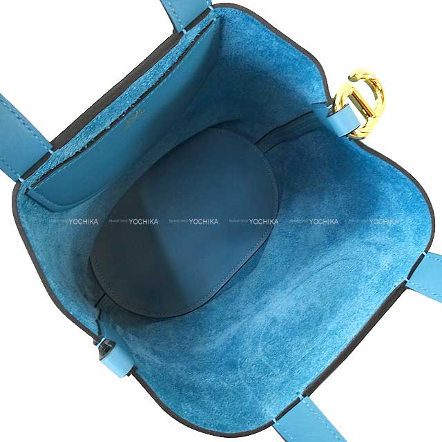 HERMES Handbag In the Loop 18 New Bleu Jean Taurillon Clemence/Veau Swift Gold HW Stamp W[BRAND NEW][Authentic]