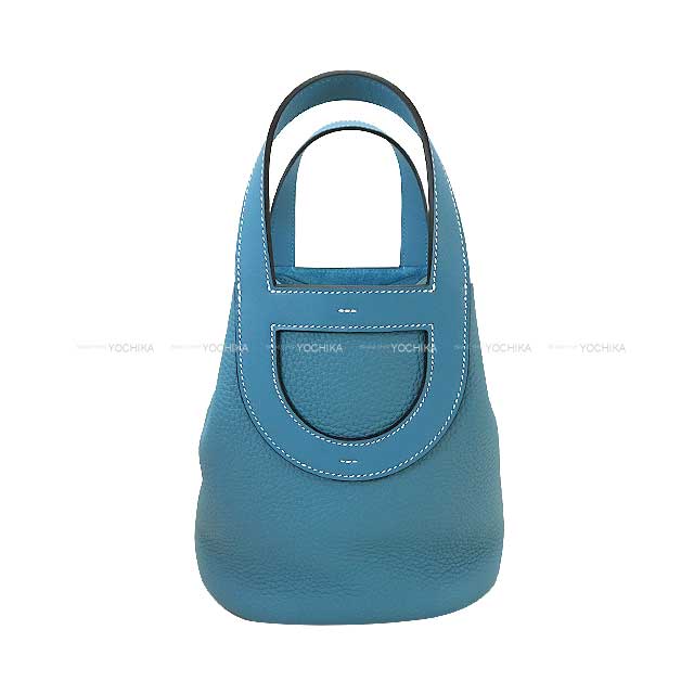 HERMES Handbag In the Loop 18 New Bleu Jean Taurillon Clemence/Veau Swift Gold HW Stamp W[BRAND NEW][Authentic]