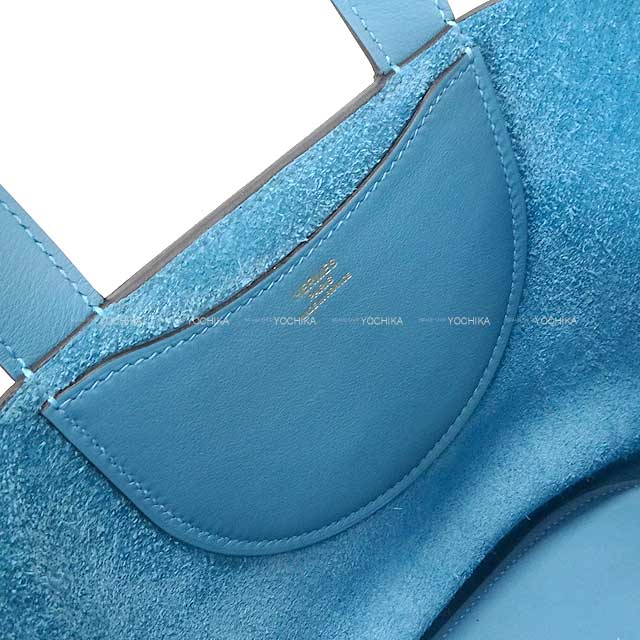 HERMES Handbag In the Loop 18 New Bleu Jean Taurillon Clemence/Veau Swift Gold HW Stamp W[BRAND NEW][Authentic]