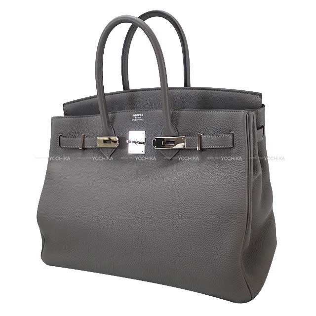 HERMES Handbag Birkin35 Gris Meyer Veau Togo Silver HW Stamp U[EXCELLENT][Authentic]