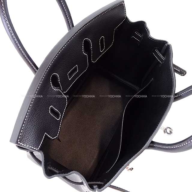 HERMES Handbag Birkin25 Special Order White stitch Noir