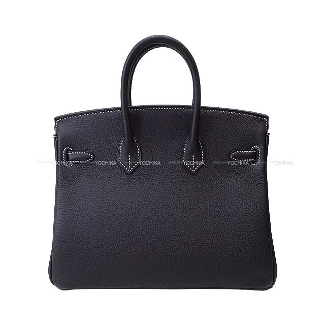 HERMES Handbag Birkin25 Special Order White stitch Noir (Black) Veau Togo Silver HW Stamp W[BRAND NEW][Authentic]