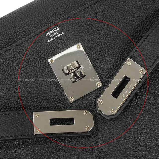 HERMES Shoulder bag Kelly Messenger 24 PM Noir (Black) Veau Togo Silver HW Stamp W[EXCELLENT][Authentic]