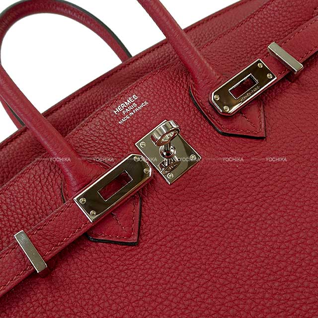 [Pre-loved] HERMES Handbag Birkin25 Rouge Grenade Veau Togo Silver HW Stamp D[LIKE NEW][Authentic]