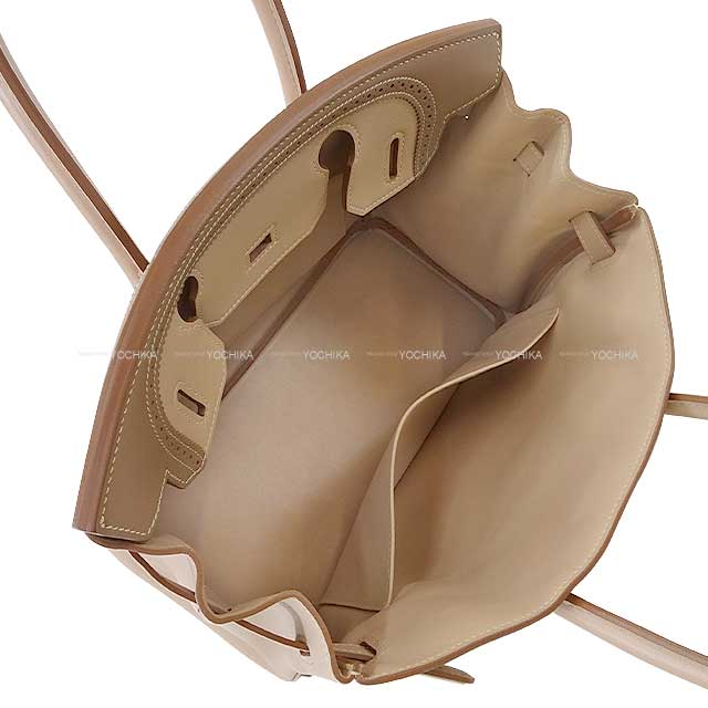 [Pre-loved] HERMES Handbag Birkin30 Ghillies Argile/Etoupe Evercalf Silver HW Stamp P[LIKE NEW][Authentic]