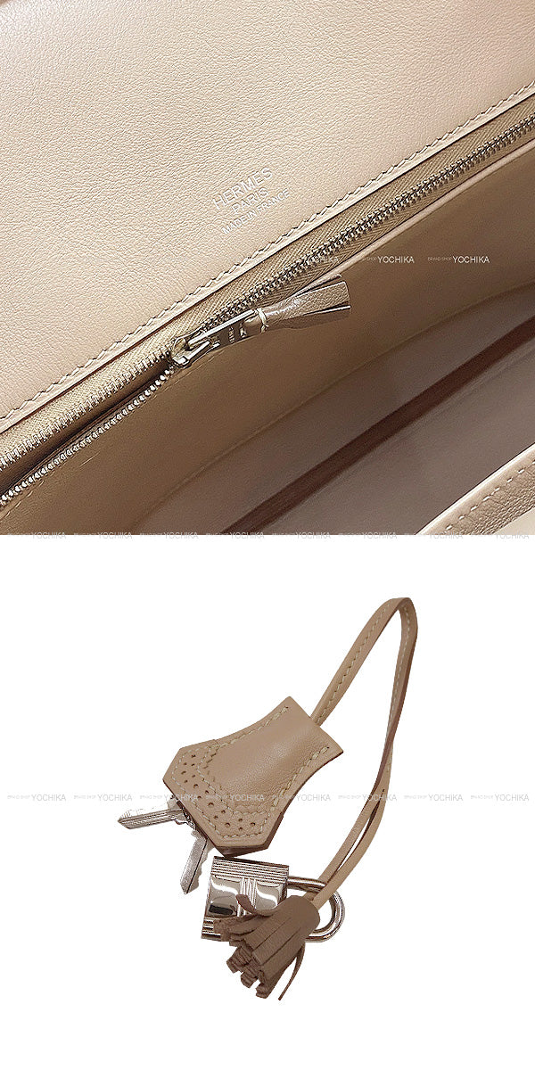 [Pre-loved] HERMES Handbag Birkin30 Ghillies Argile/Etoupe Evercalf Silver HW Stamp P[LIKE NEW][Authentic]