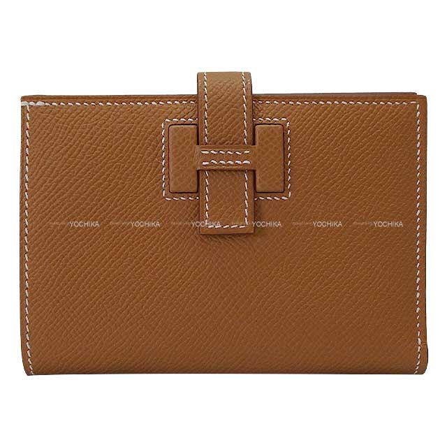 HERMES Bi-fold wallet NEW H Passant Compact Gold Veau Epsom Stamp W[BRAND NEW][Authentic]