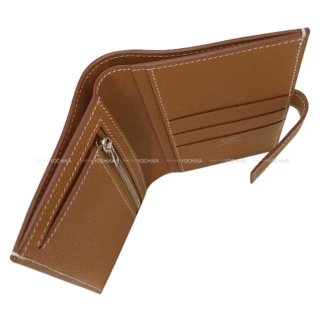 HERMES Bi-fold wallet NEW H Passant Compact Gold Veau Epsom Stamp W[BRAND NEW][Authentic]