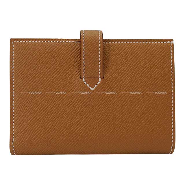 HERMES Bi-fold wallet NEW H Passant Compact Gold Veau Epsom Stamp W[BRAND NEW][Authentic]