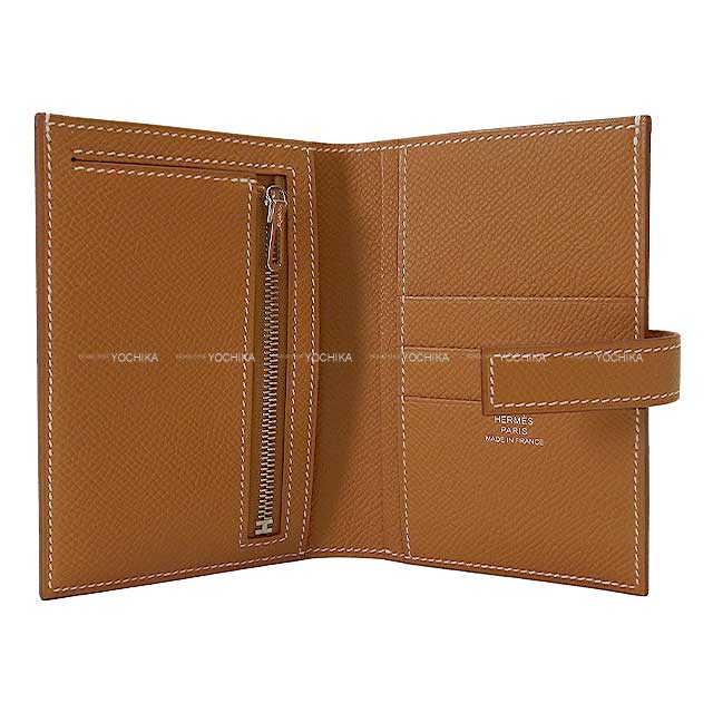 HERMES Bi-fold wallet NEW H Passant Compact Gold Veau Epsom Stamp W[BRAND NEW][Authentic]