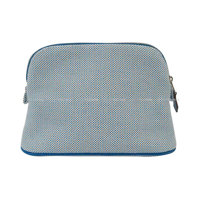 HERMES Pouch Bolide Pouch Crazy H Mini Tricolore Cyan/Galet Cotton[BRAND NEW][Authentic]