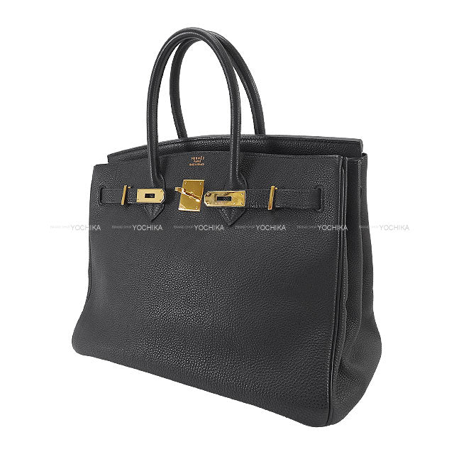 [Pre-loved] HERMES Handbag Birkin35 Noir (Black) Veau Togo Gold HW Stamp □E[USED AB][Authentic]