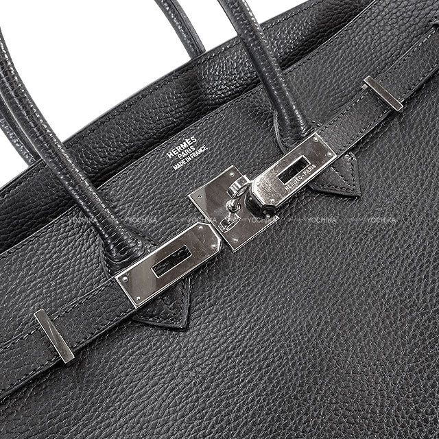 [Pre-loved] HERMES Handbag Birkin35 Noir (Black) Ardennes Silver HW Stamp □F[USED B][Authentic]