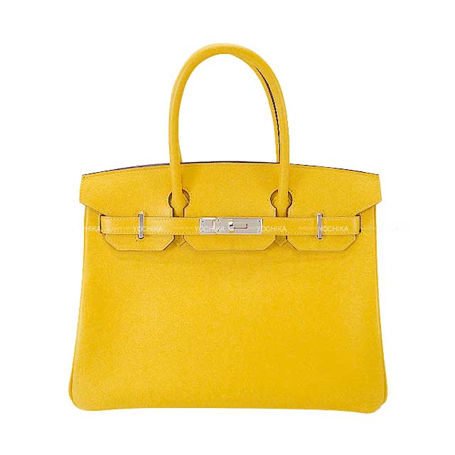 HERMES Handbag Birkin30 Jaune de Naples Ever Grain Silver HW Stamp U[EXCELLENT][Authentic]