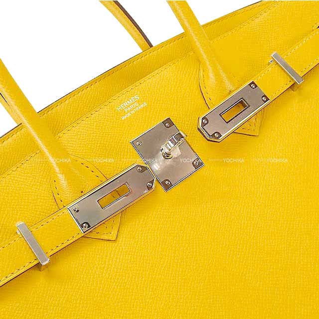 HERMES Handbag Birkin30 Jaune de Naples Ever Grain Silver HW Stamp U[EXCELLENT][Authentic]