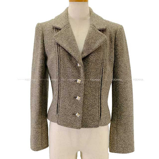 [Pre-loved] CHANEL Tailored jacket Ladies Coco mark Studs button Beige Wool 38 P22217[USED SA][Authentic]