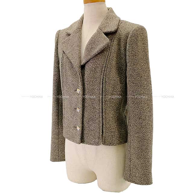 [Pre-loved] CHANEL Tailored jacket Ladies Coco mark Studs button Beige Wool 38 P22217[USED SA][Authentic]