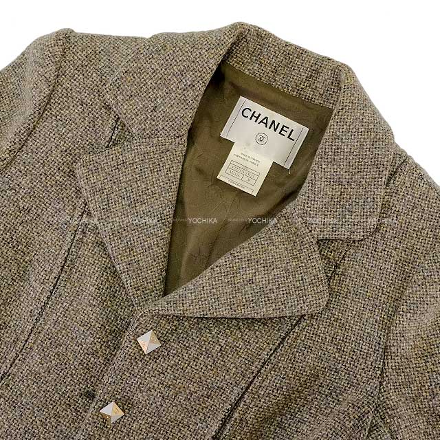 [Pre-loved] CHANEL Tailored jacket Ladies Coco mark Studs button Beige Wool 38 P22217[USED SA][Authentic]