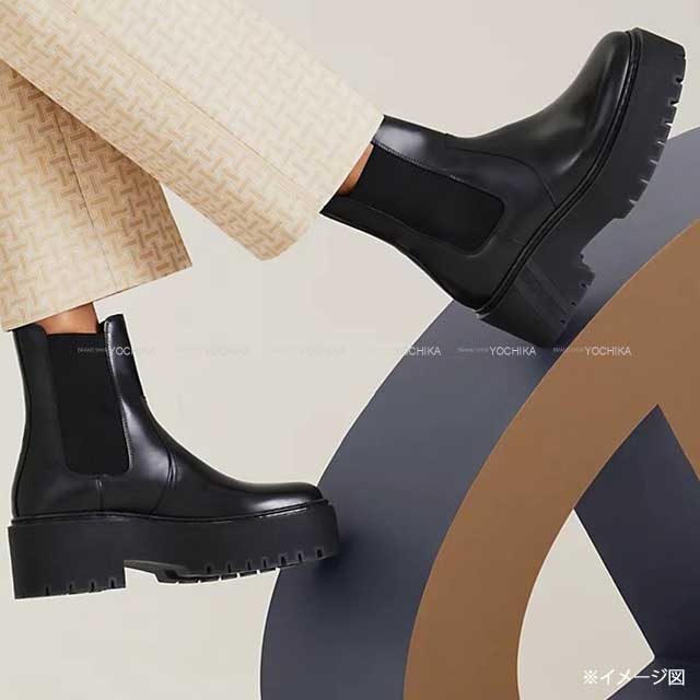 HERMES boots Side Gore Boots Hello Noir (Black) Calf 36[ALMOST NEW][Authentic]