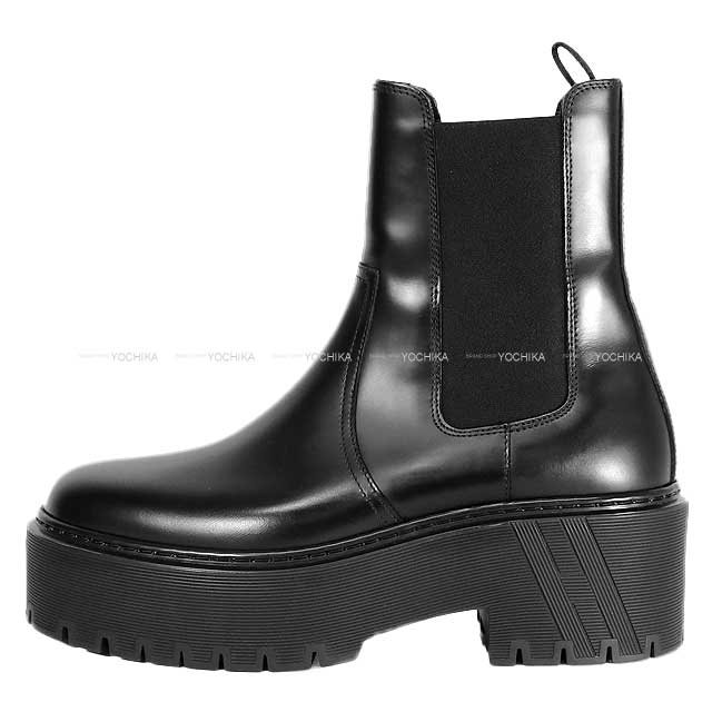 HERMES boots Side Gore Boots Hello Noir (Black) Calf 36[ALMOST NEW][Authentic]