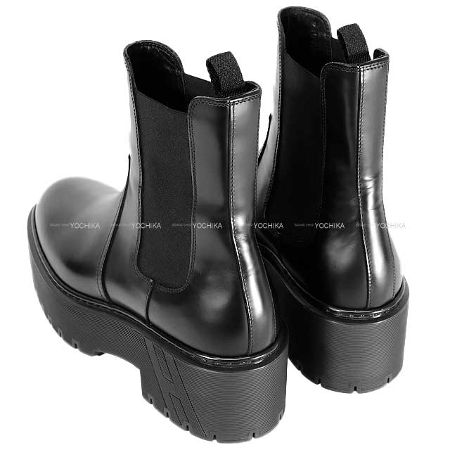 HERMES boots Side Gore Boots Hello Noir (Black) Calf 36[ALMOST NEW][Authentic]