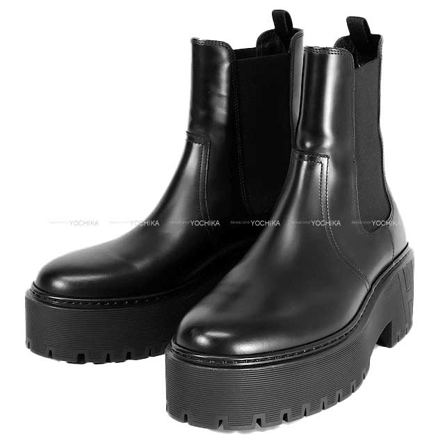 HERMES boots Side Gore Boots Hello Noir (Black) Calf 36[ALMOST NEW][Authentic]