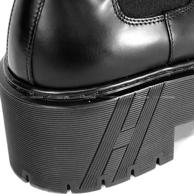 HERMES boots Side Gore Boots Hello Noir (Black) Calf 36[ALMOST NEW][Authentic]