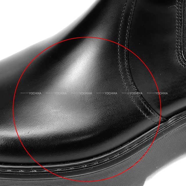 HERMES boots Side Gore Boots Hello Noir (Black) Calf 36[ALMOST NEW][Authentic]