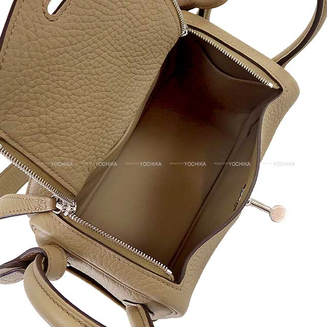 HERMES Shoulder bag Lindy mini 20 Beige Marfa Taurillon Clemence Silver HW Stamp W[BRAND NEW][Authentic]