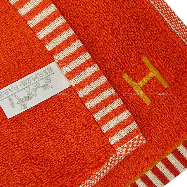 2024 New HERMES towel Hand Carre vis Versa Terracotta/Tan Cotton100%[BRAND NEW][Authentic]