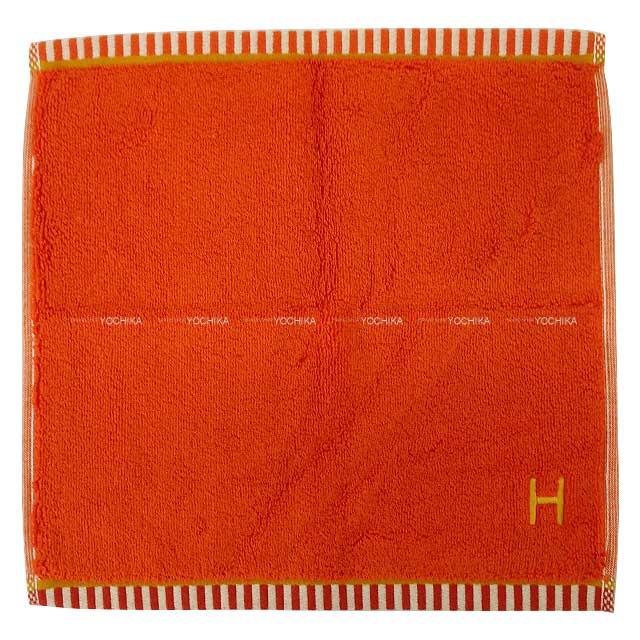 2024 New HERMES towel Hand Carre vis Versa Terracotta/Tan Cotton100%[BRAND NEW][Authentic]