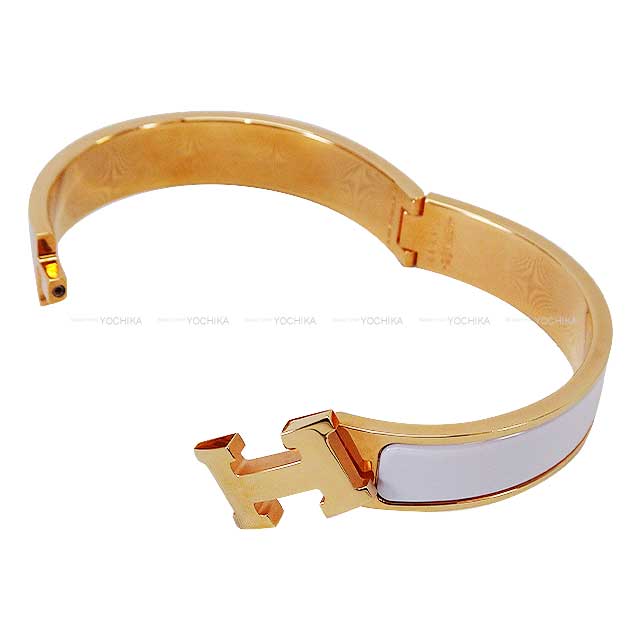 [Pre-loved] HERMES bracelet Bangle Clic H PM #ST Blanc (White) Rose gold plated Rose Gold HW[LIKE NEW][Authentic]