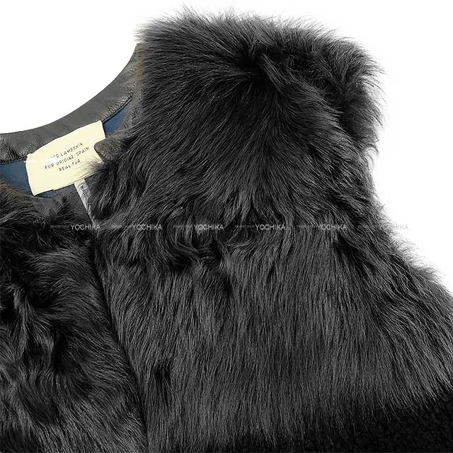 [Pre-loved] HERMES Vests rum fur leather Black Cashmere 65％/Wool 22％/Cotton 13％[LIKE NEW][Authentic]