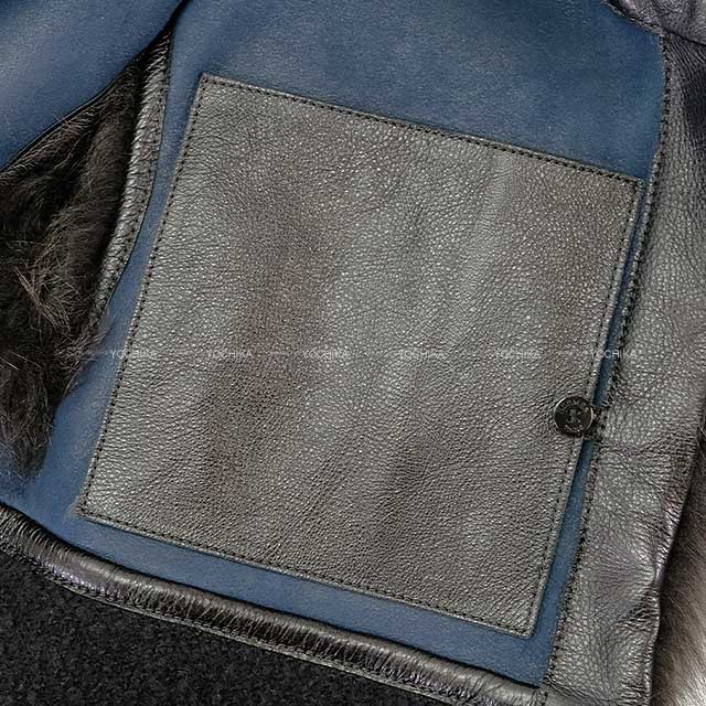 [Pre-loved] HERMES Vests rum fur leather Black Cashmere 65％/Wool 22％/Cotton 13％ 34[LIKE NEW][Authentic]