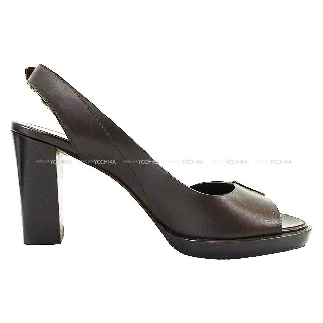 [Pre-loved] HERMES sandals Heel Belt #37.5 Brown Calf[USED A][Authentic]