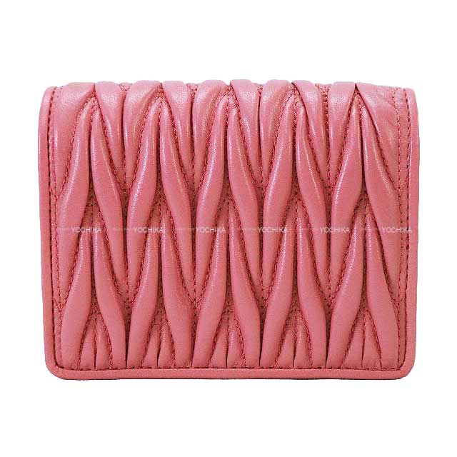 Miu Miu Bi-fold wallet Compact MATELASSE Pink Nappa Leather 5MV2042[EXCELLENT][Authentic]