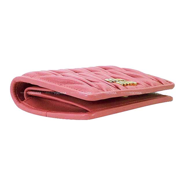 Miu Miu Bi-fold wallet Compact MATELASSE Pink Nappa Leather 5MV2042[EXCELLENT][Authentic]