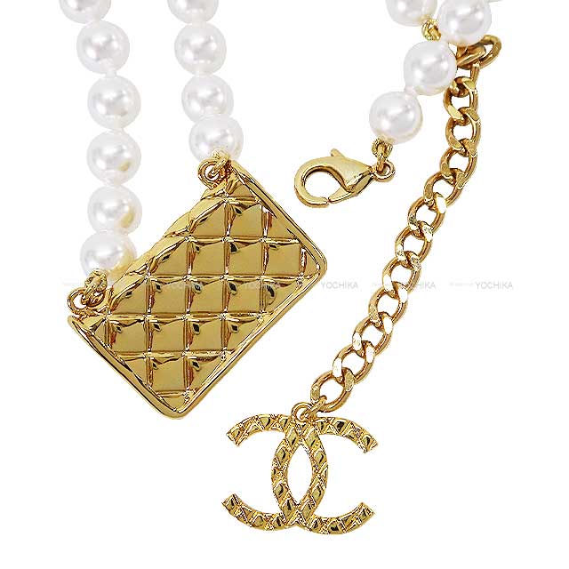 [Pre-loved] CHANEL necklace Matelasse bag Motif pearl Gold HW ABB847[LIKE NEW][Authentic]