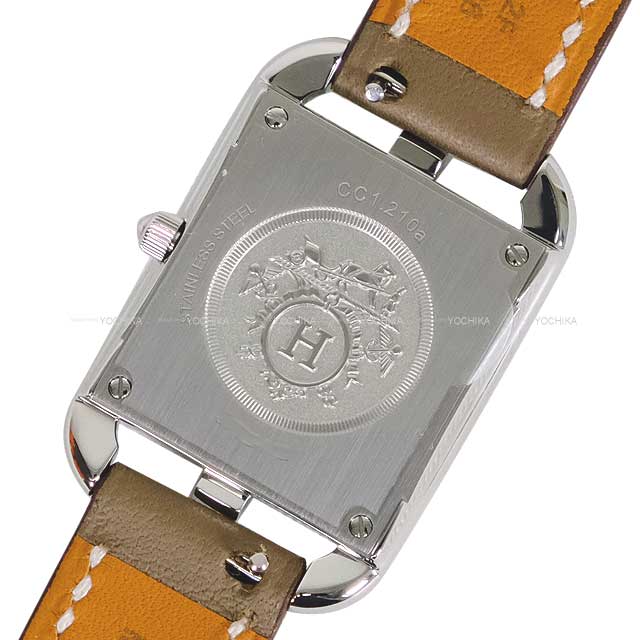 HERMES Watches Cape Cod Double Tour PM CC1.210a 3mm Small Etoupe Veau Swift Silver HW Stamp B[EXCELLENT][Authentic]