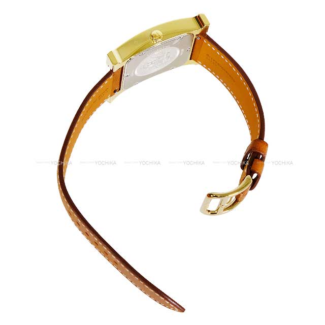 HERMES Watches H Watch Large GM 34ｍｍ HH1.801 White Clockface Fauve Volynka Russia Leather Gold HW Stamp W[EXCELLENT][Authentic]