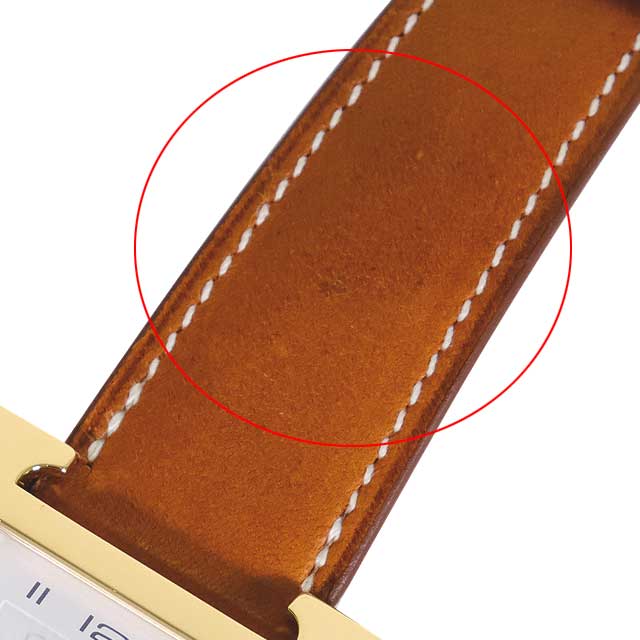 HERMES Watches H Watch Large GM 34ｍｍ HH1.801 White Clockface Fauve Volynka Russia Leather Gold HW Stamp W[EXCELLENT][Authentic]