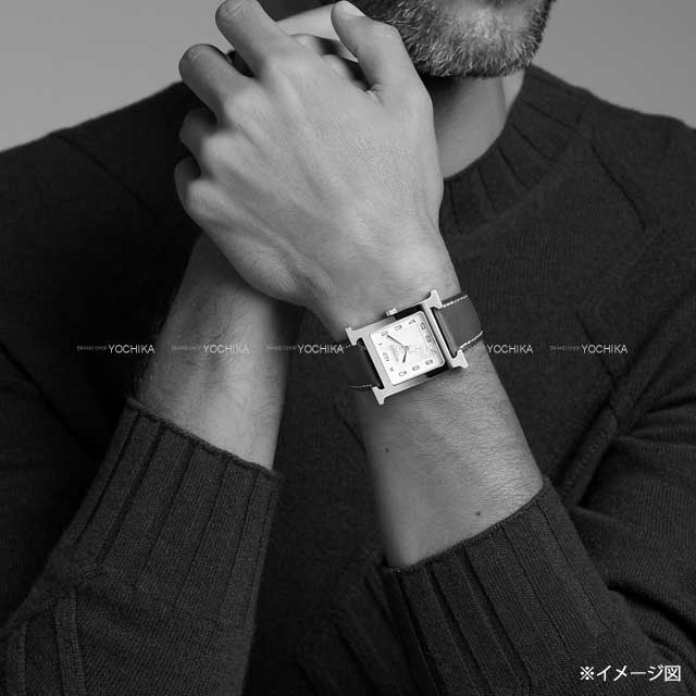 HERMES Watches H Watch Large GM 34ｍｍ HH1.801 White Clockface Fauve Volynka Russia Leather Gold HW Stamp W[EXCELLENT][Authentic]