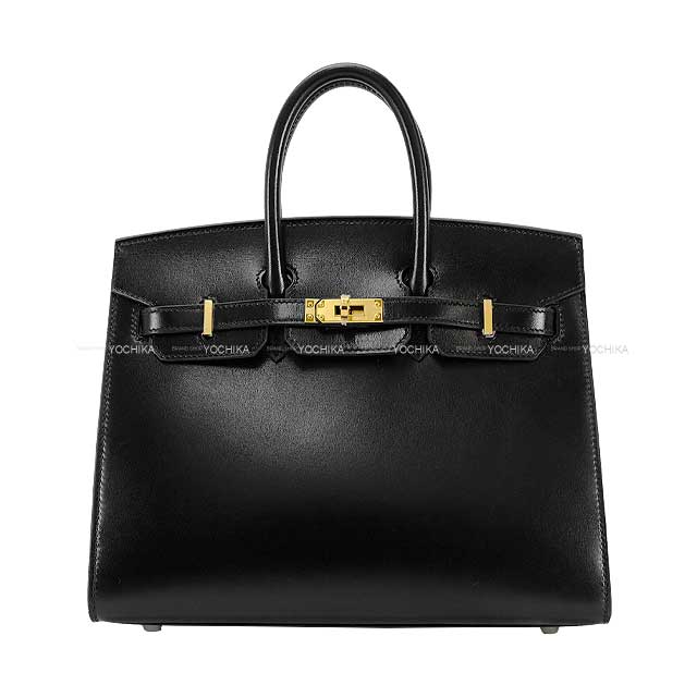 HERMES Handbag Birkin25 Sellier Sellier Noir (Black) Box Calf Gold HW Stamp W[EXCELLENT][Authentic]