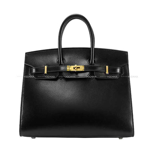 HERMES Handbag Birkin25 Sellier Sellier Noir (Black) Box Calf Gold HW Stamp W[EXCELLENT][Authentic]