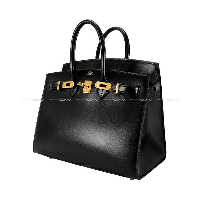 HERMES Handbag Birkin25 Sellier Sellier Noir (Black) Box Calf Gold HW Stamp W[EXCELLENT][Authentic]