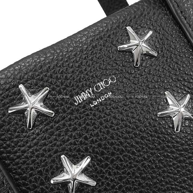 JIMMY CHOO Shoulder bag MINI PIMLICO/U Star studs mini tote Noir (Black) Grainy leather/Star trim Silver HW[BRAND NEW][Authentic]